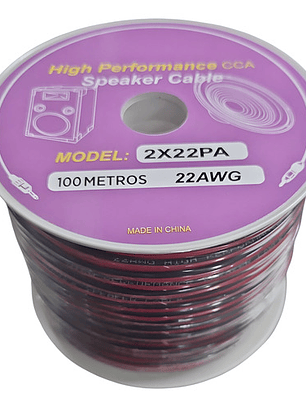 Cable De Parlante 2x22 Awg Rojo Y Negro 2x22pa