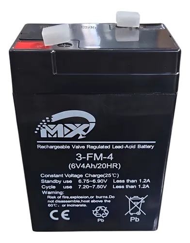 Bateria 6 V 4 Ah /20hr Recargable Mx 2