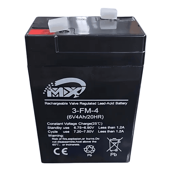 Bateria 6 V 4 Ah /20hr Recargable Mx 2
