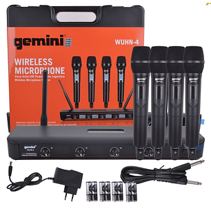 Set 4 Microfonos Inalambricos Uhf Hand Gemini Wuhn-4
