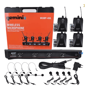 Set 4 Microfonos Inalambricos Uhf Head/lav Gemini Wubp-4hl