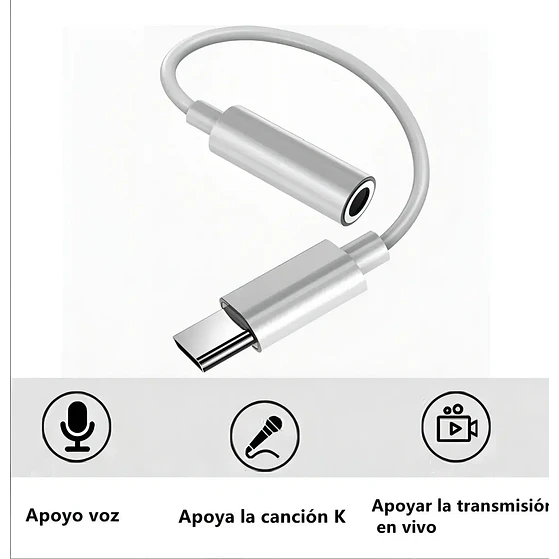 Adaptador Audio Usb Tipo C A 3.5mm Blanco 5