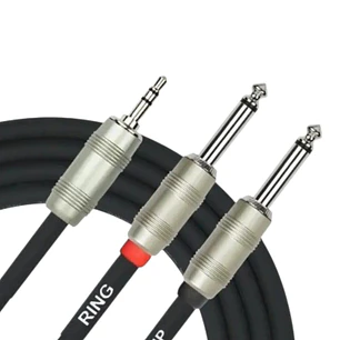CABLE PATCH 3.5mm TRS PLUG- 2X 1/4 MONO PLUG. 3MTS
