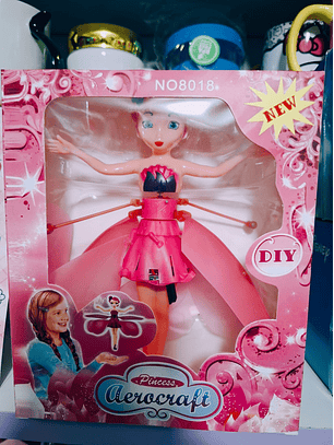 Muñeca Hada Voladora Con Sensor Recargable Multicolor Rosado