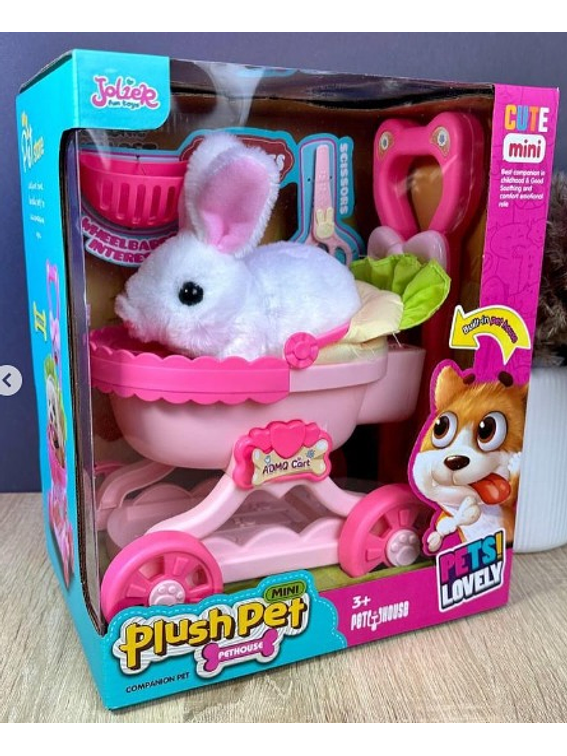 CONEJO CON COCHE  MUSICAL CAMINA Y ACCESORIOS 1