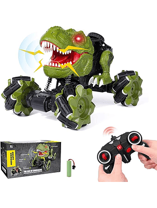 Juguete Carro Todo Terreno 4X4 con Control Remoto Dinosaurio Verde