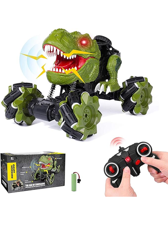 Juguete Carro Todo Terreno 4X4 con Control Remoto Dinosaurio Verde 1