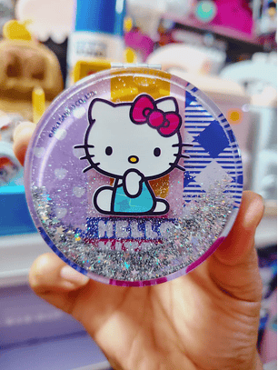 Espejo de mano Hello Kitty con efeco Liquid Glitter