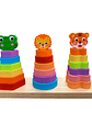 Juguete de Encastre y Apilado de Madera - Animales (Tigre, Rana, León) - Miniatura 2