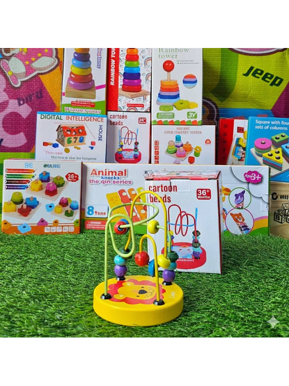 Mini Laberinto de Cuentas de Madera - Diseño León  1