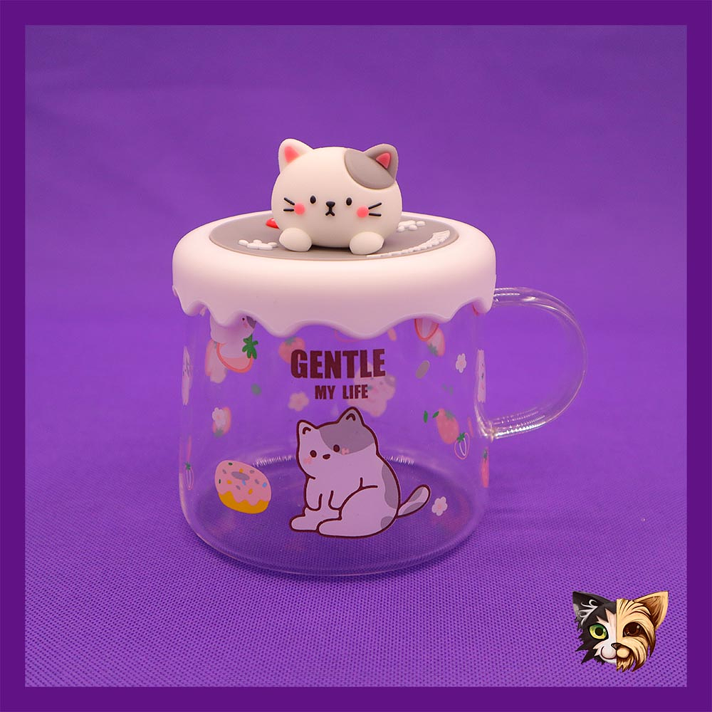 Taza transparente Gato Blanco