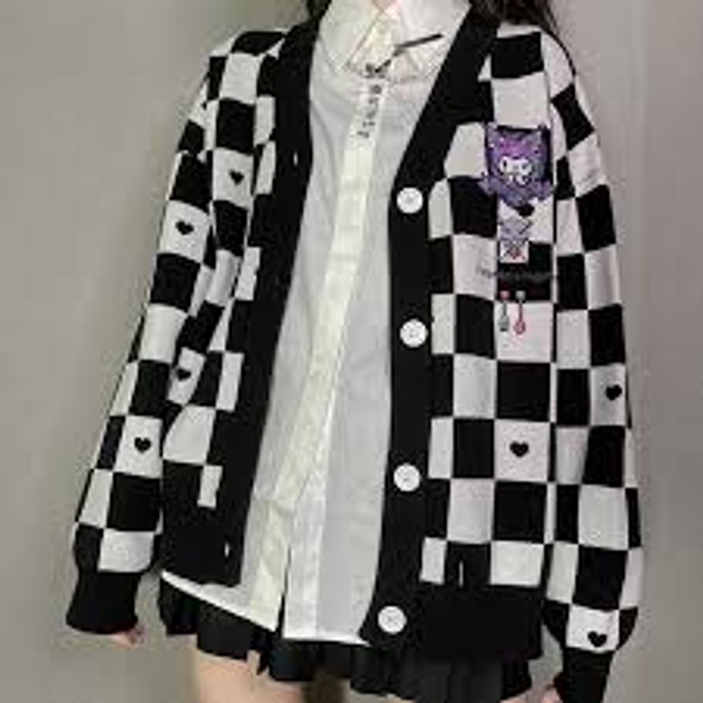 Cardigan Kuromi cuadrillé Negro