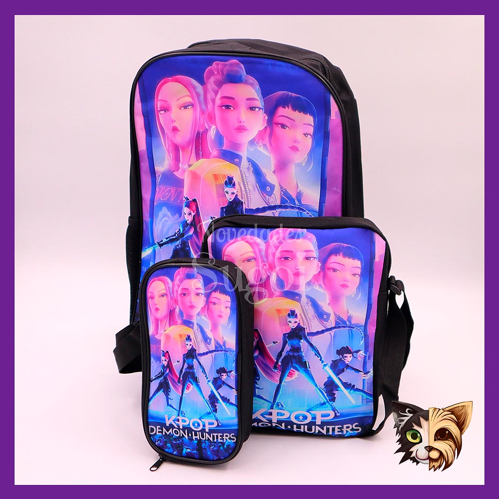 Set Mochila Huntrix Cazadoras K-pop