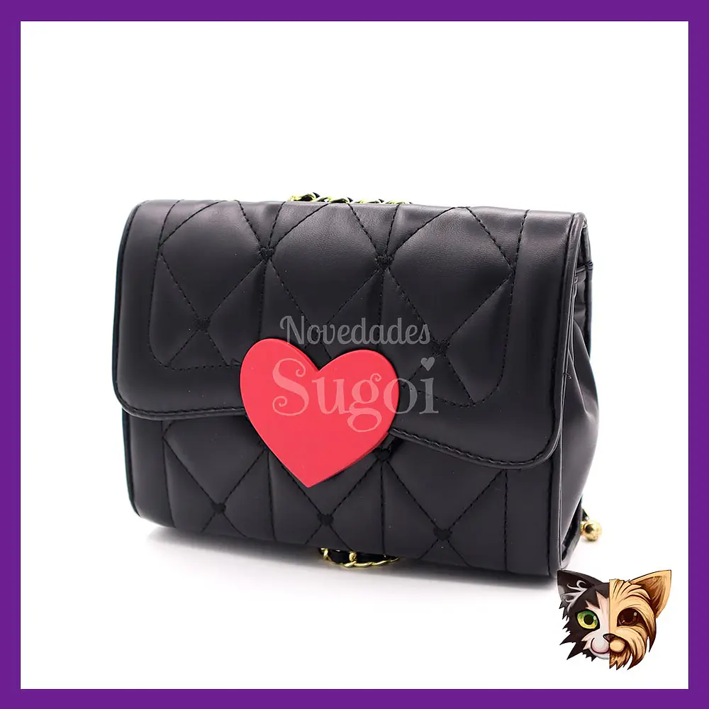 Cartera negra corazón