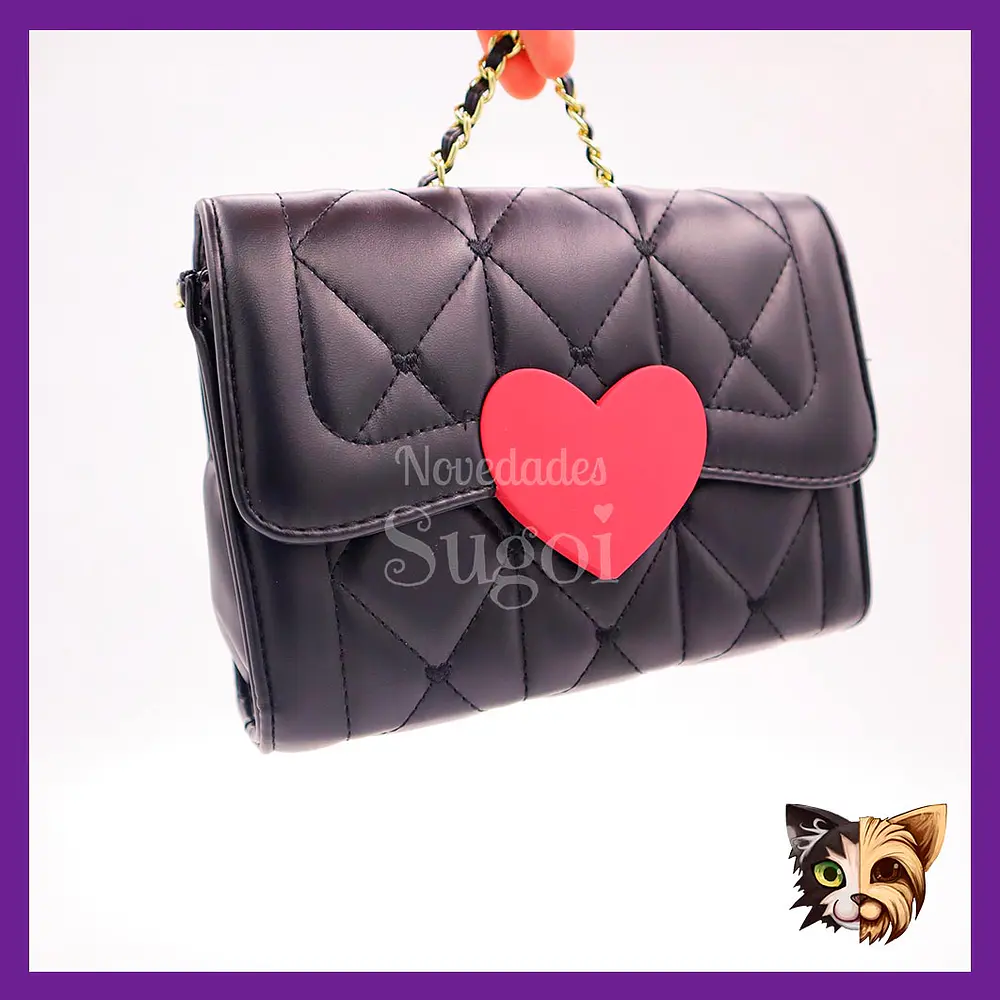 Cartera negra corazón