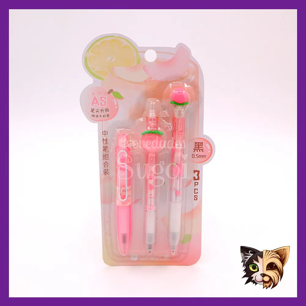 Set bolígrafos 3pcs Peach sparkling