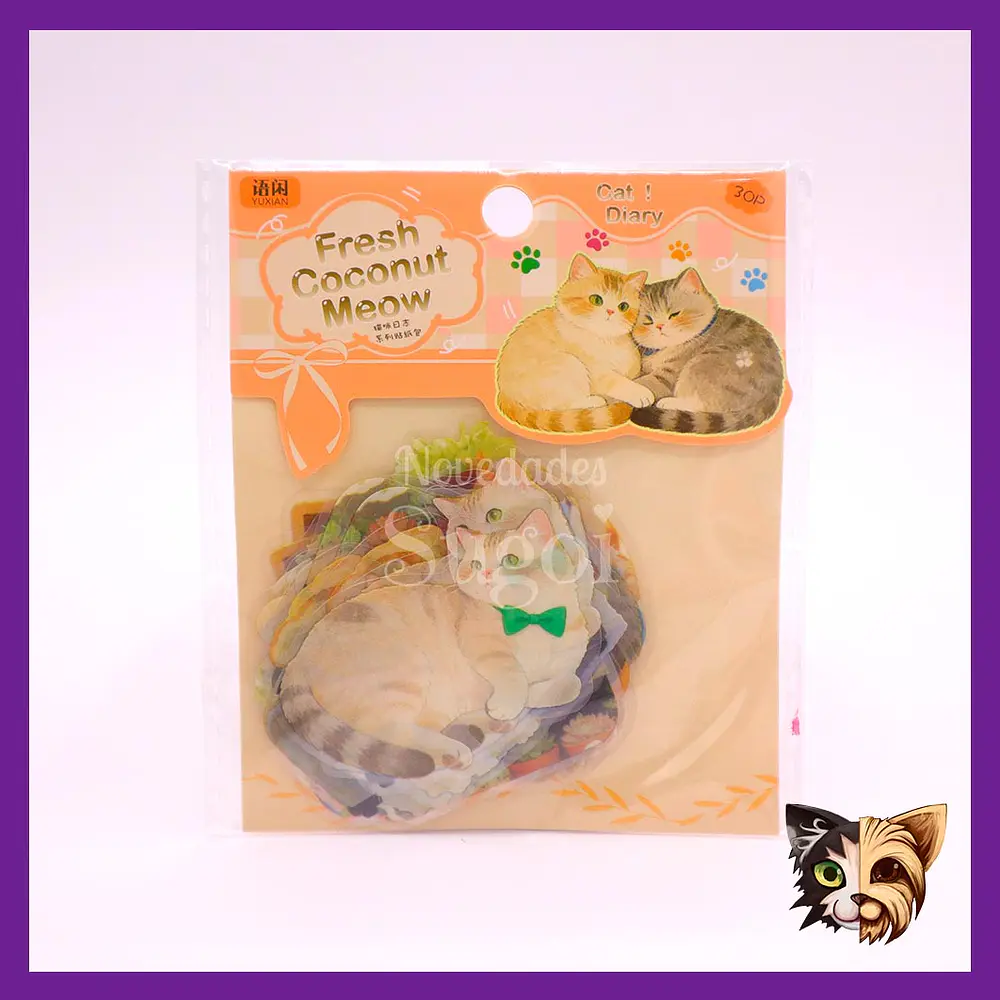 Sticker gatos Bebidas 30pcs