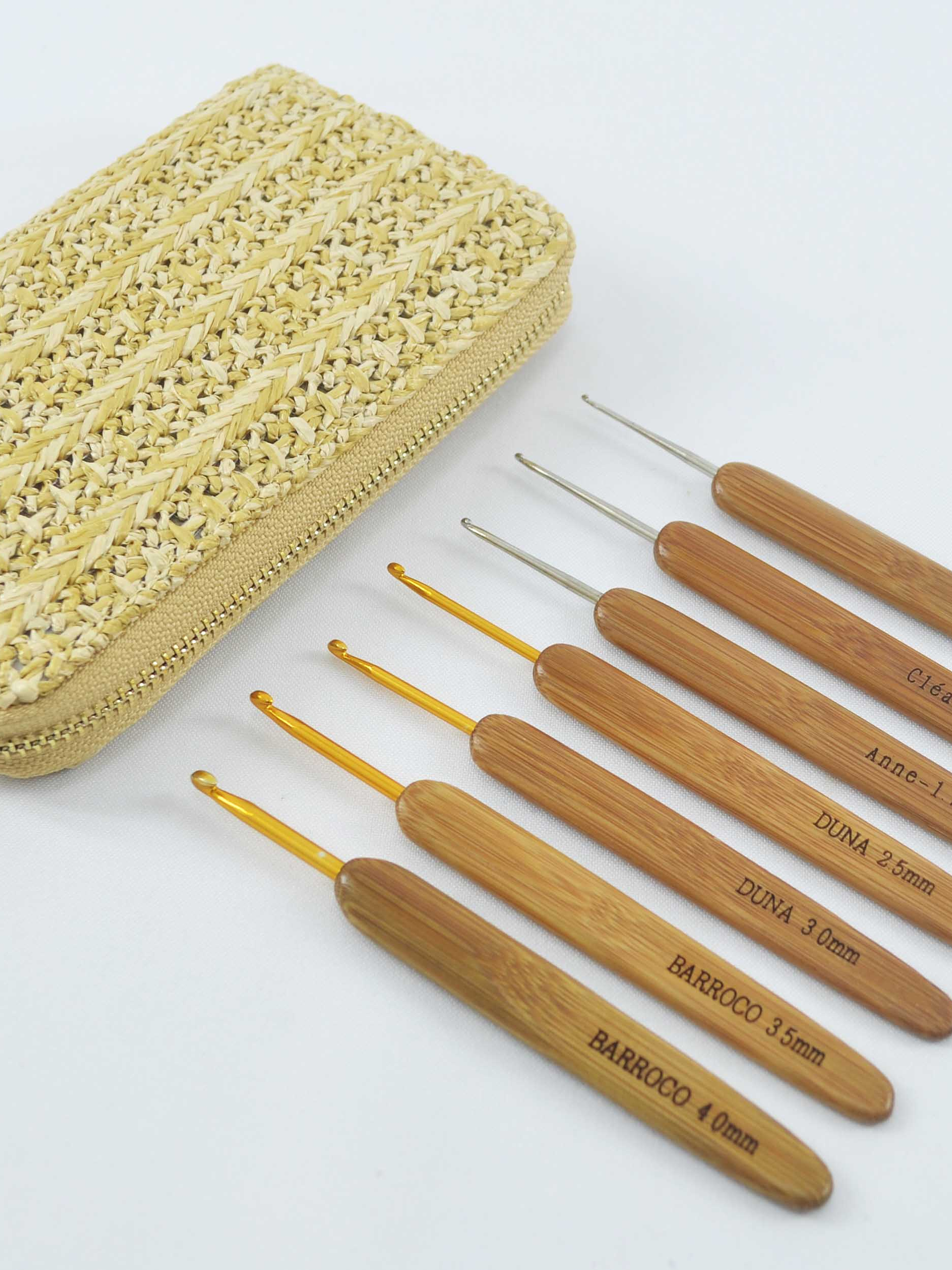 Kit agulhas cabo de bambu + estojo 1