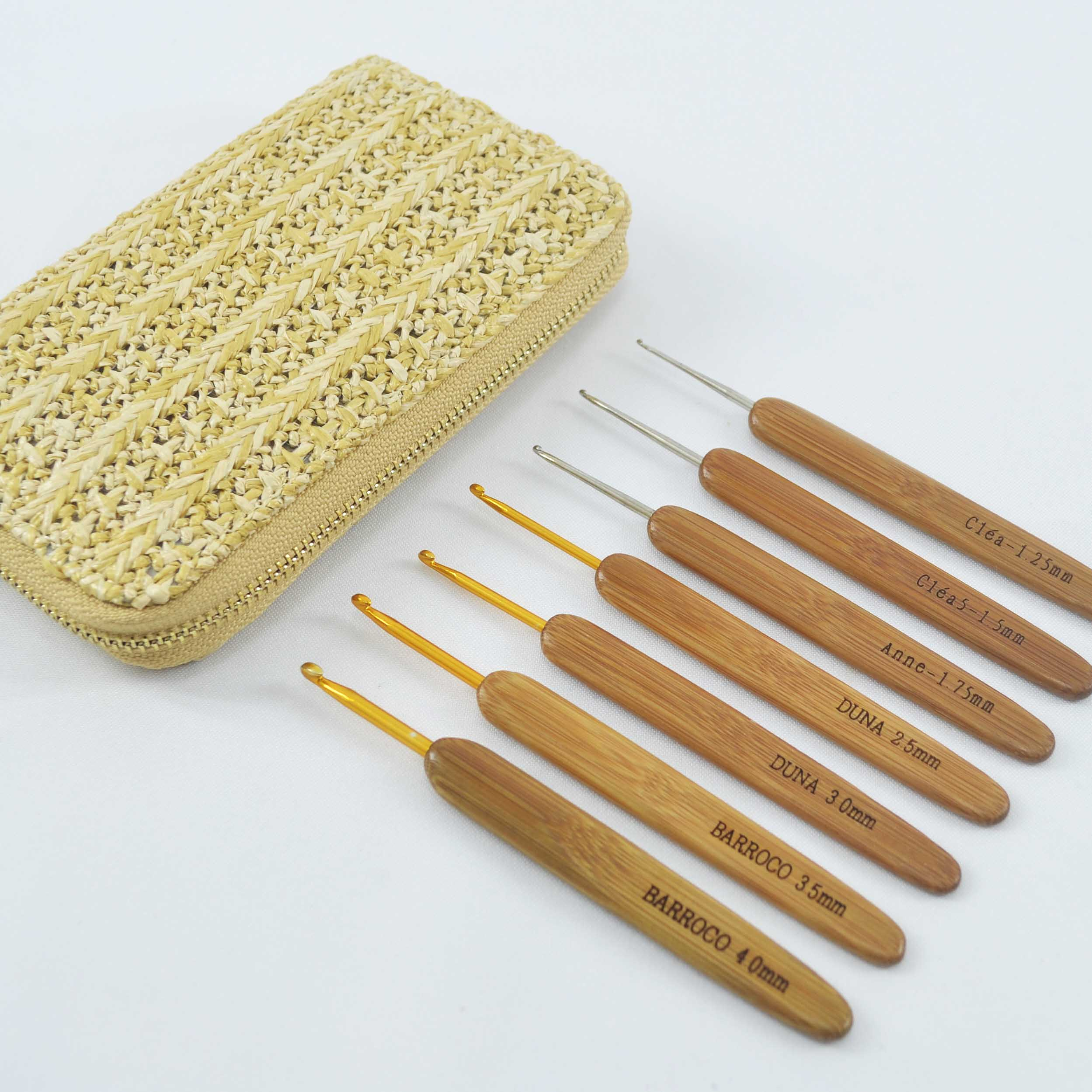 Kit agulhas cabo de bambu + estojo 1