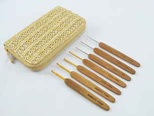 Kit agulhas cabo de bambu + estojo