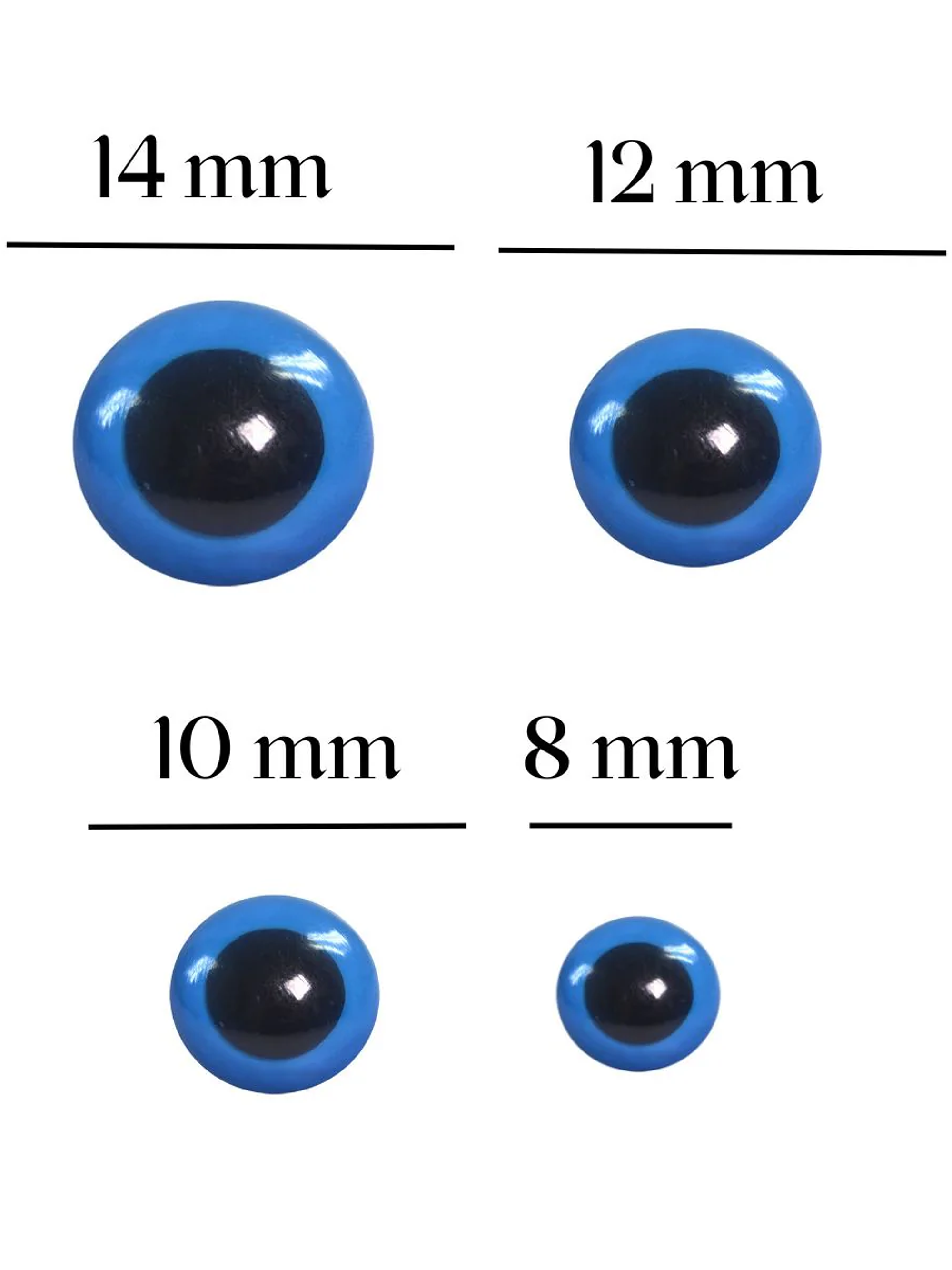 Olhos azuis + travas de segurança 10mm (embalagem) 1