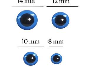 Olhos azuis + travas de segurança 10mm (embalagem)