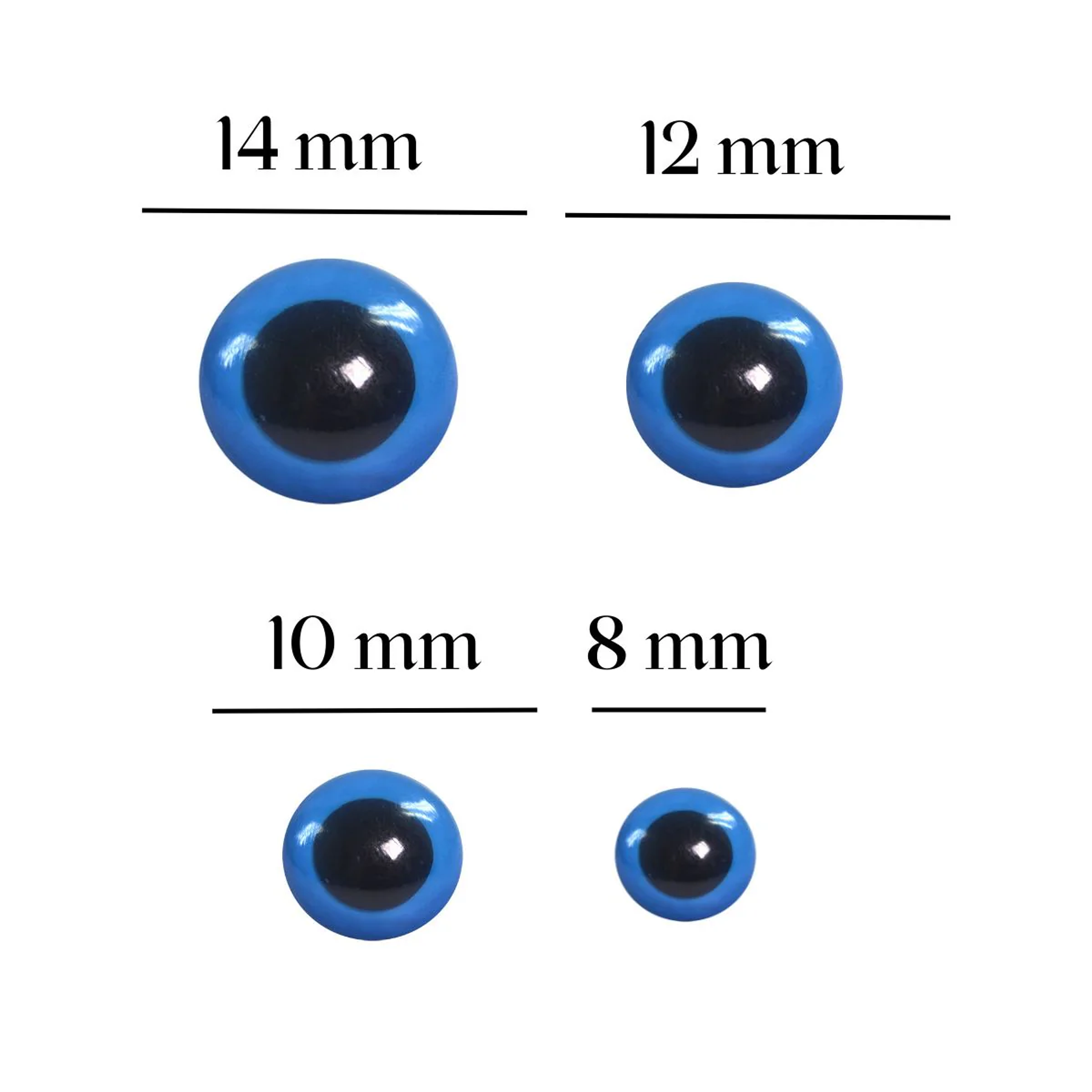 Olhos azuis + travas de segurança 8mm (embalagem) 1
