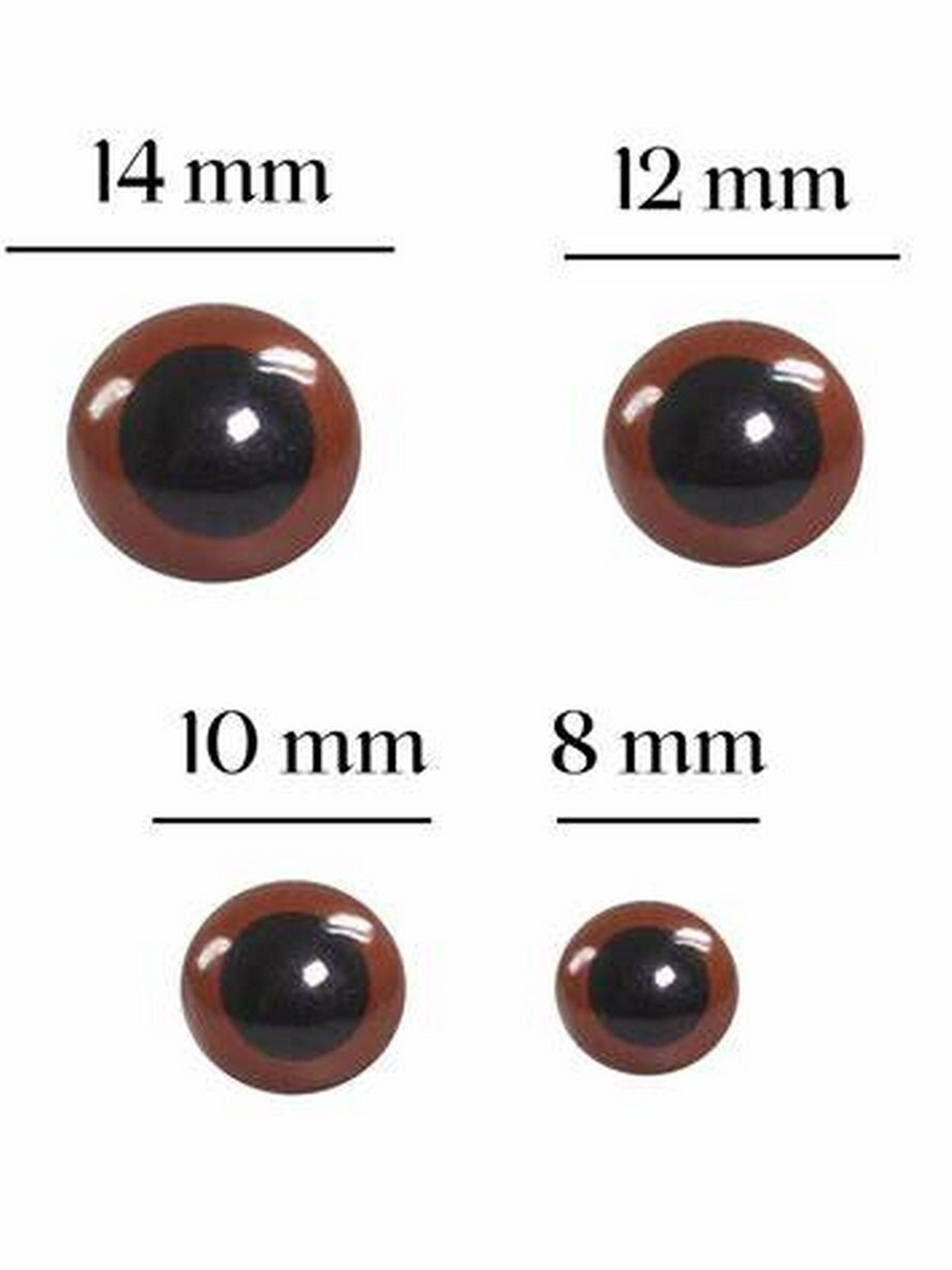 Olhos castanhos + travas de segurança 12mm (embalagem) 1
