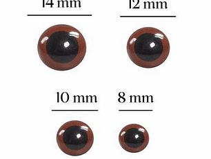 Olhos castanhos + travas de segurança 12mm (embalagem)