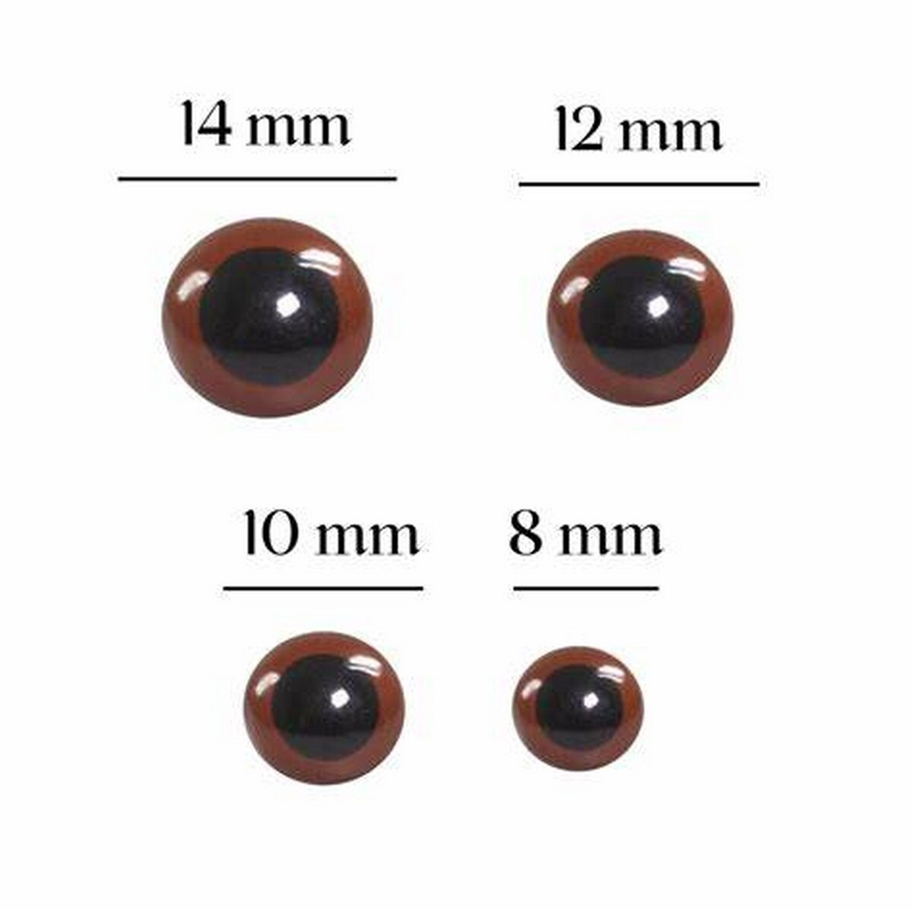 Olhos castanhos + travas de segurança 10mm (embalagem)  1