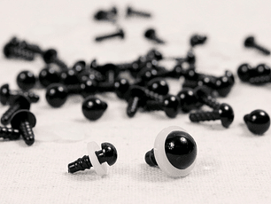 Olhos pretos + travas de segurança 10mm (embalagem)  