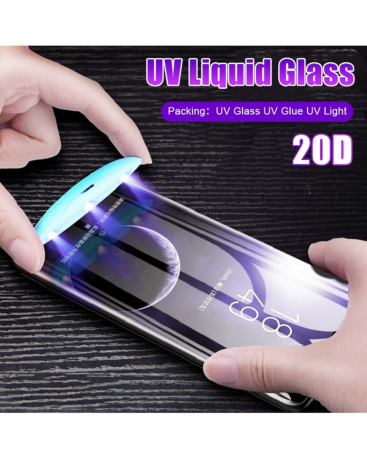 Lámina vidrio curvo pegamento luz UV Samsung  Note 10