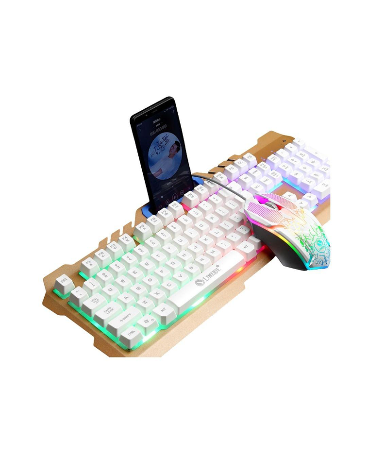 Pack Teclado porta celular + Mouse Gamer