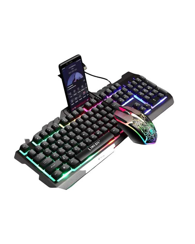 Pack Teclado porta celular + Mouse Gamer Negro