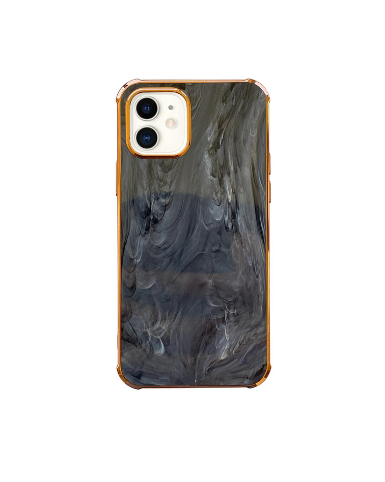 Carcasa  compatible iphone 12 Pro Max Mármol Negro Borde Dorado