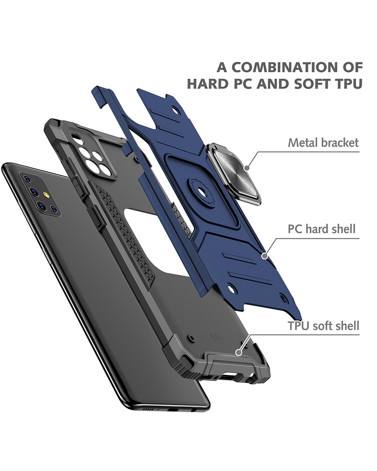 Carcasa Samsung A51 Armor Anti Golpes anillo Colores