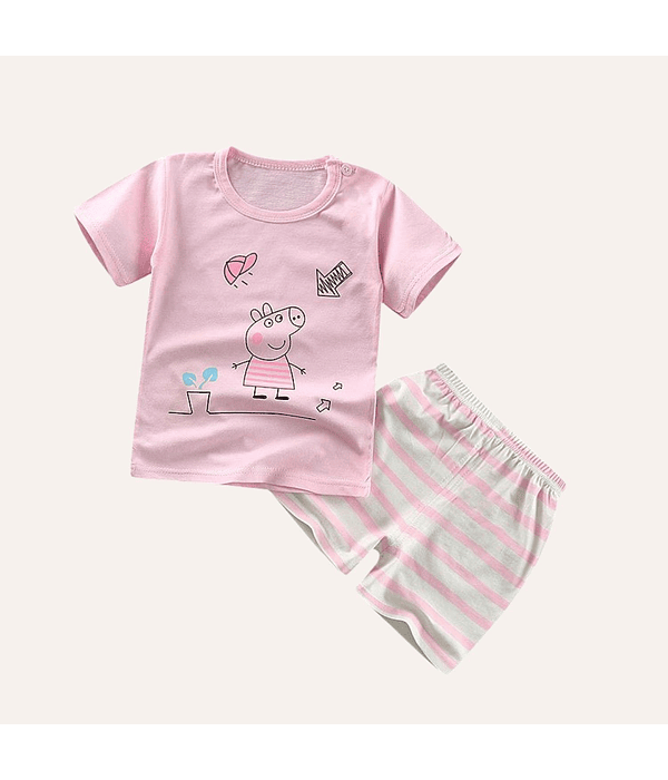 Polera niña + Pantalón corto Peppa Talla 1 a 6