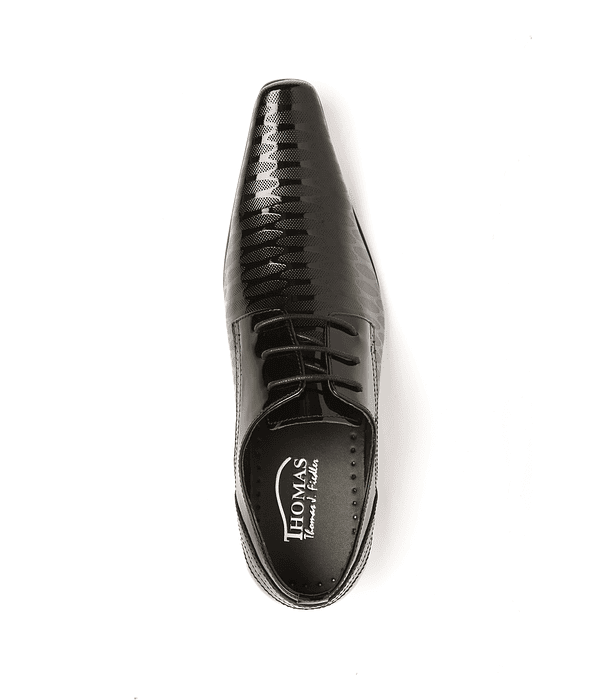 zapato cuero negro zigzag 