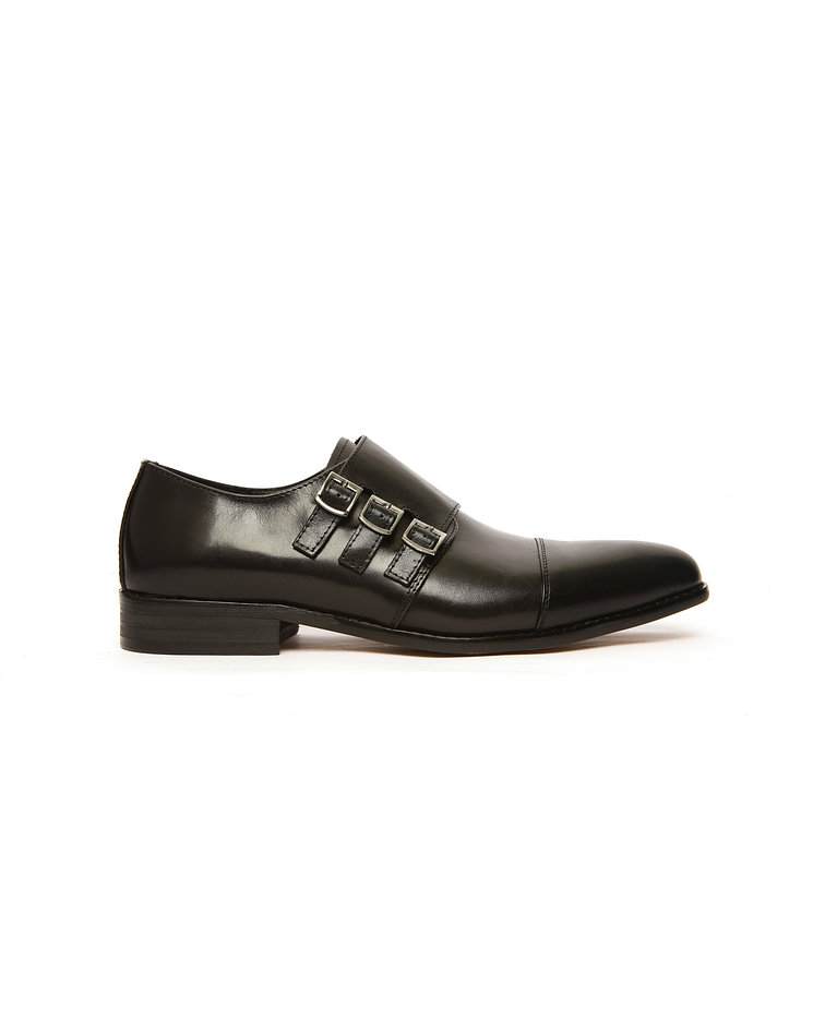 Zapato cuero negro con hebillas 0956-37
