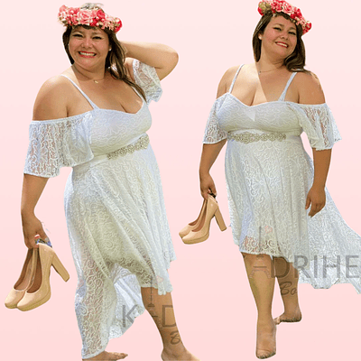 VESTIDO ASIMETRICO DE NOVIA MARCA KADRIHEL PLUS SIZE BODA MATRIMONIO MOD-SN206