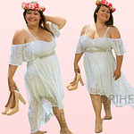 VESTIDO ASIMETRICO DE NOVIA MARCA KADRIHEL PLUS SIZE BODA MATRIMONIO MOD-SN206