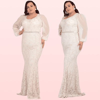 VESTIDO CORTE SIRENA DE NOVIA MARCA KADRIHEL PLUS SIZE BODA MATRIMONIO MOD-SN209 