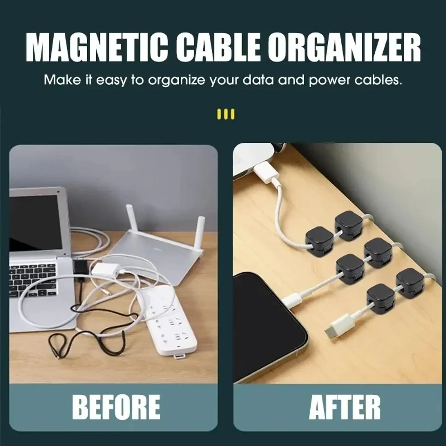 Organizador magnético adhesivo para cables 6