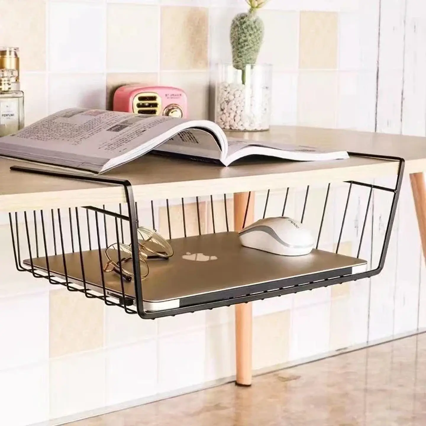 Canastillo Organizador Colgante Bajo Repisa - Negro 4