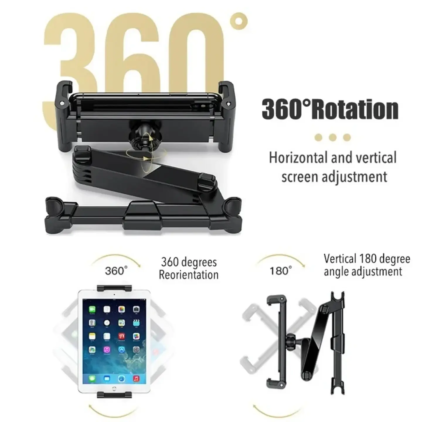 Soporte  para Tablet en Apoyacabezas de Auto, Ajustable y Universal 2