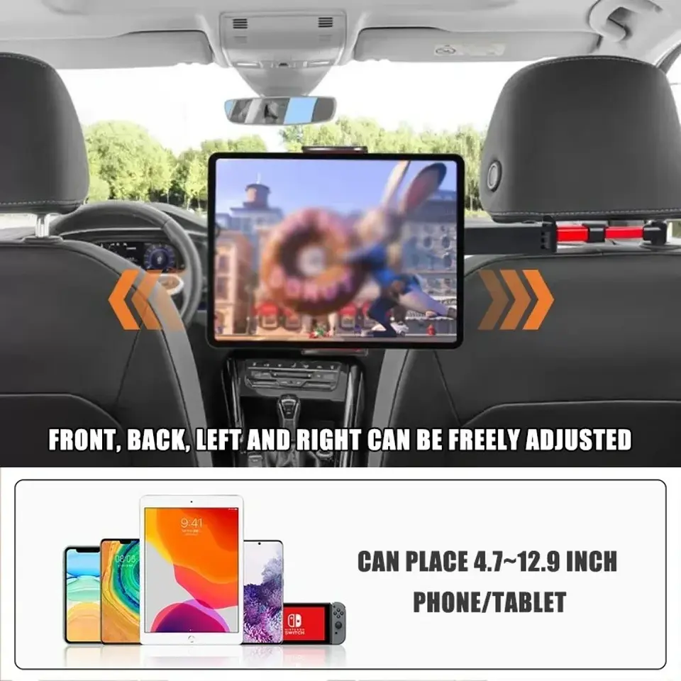 Soporte  para Tablet en Apoyacabezas de Auto, Ajustable y Universal 4