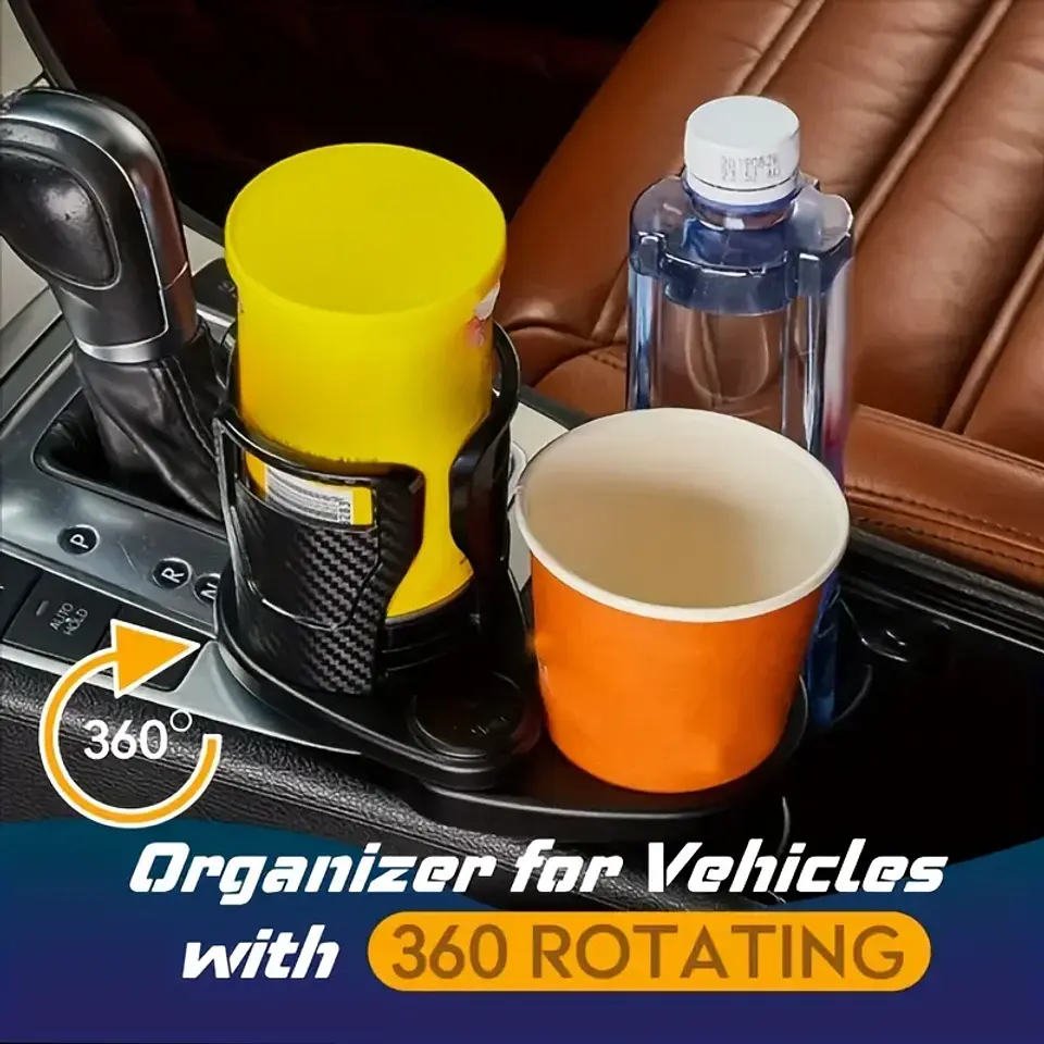 Portavasos Doble Ajustable para Auto - Organizador Multifuncional. 6
