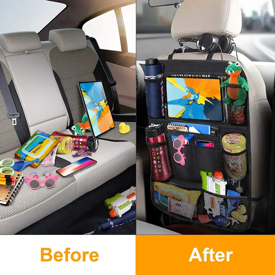 Organizador para Respaldo de Asiento de Auto con Bolsillos y Soporte para Tablet 4