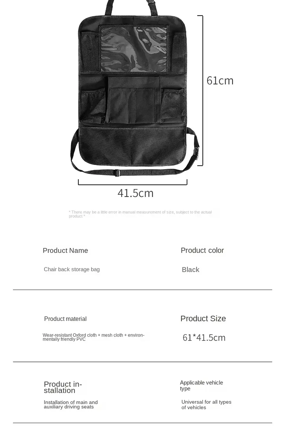 Organizador para Respaldo de Asiento de Auto con Bolsillos y Soporte para Tablet 9