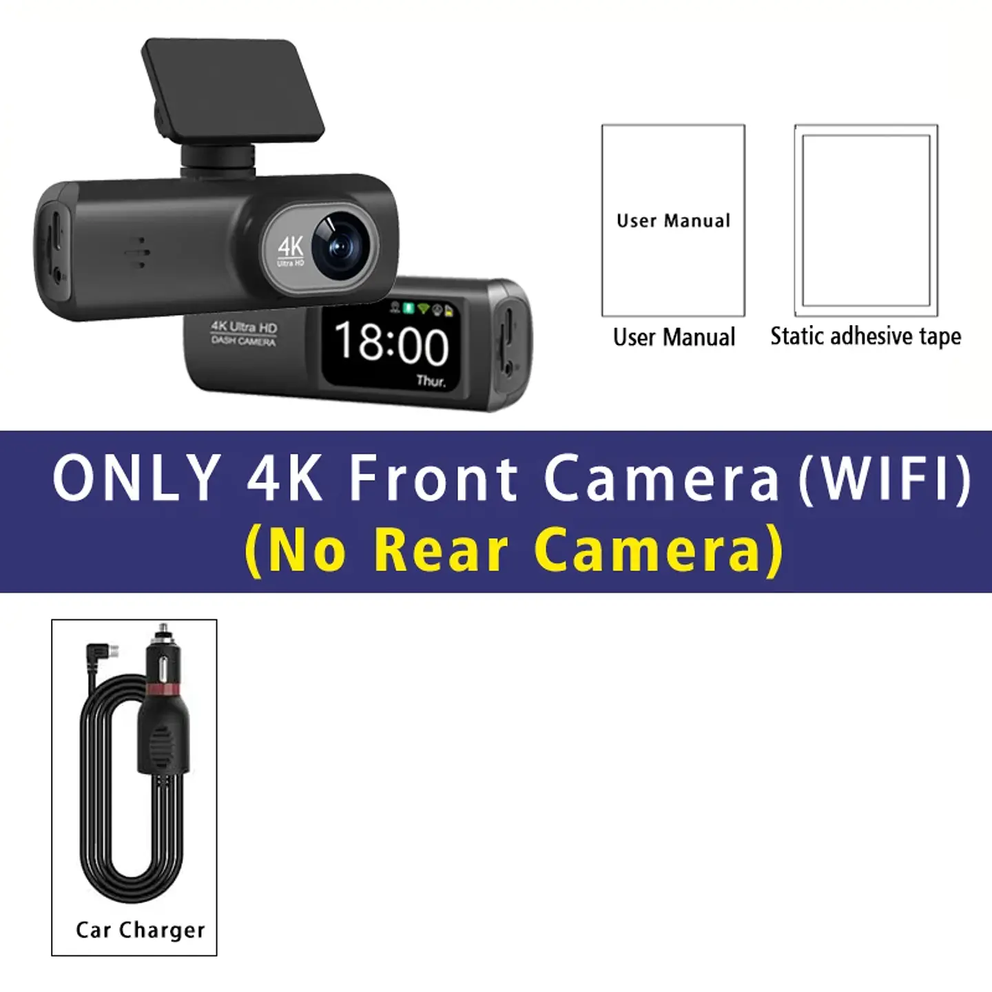 Cámara Dash Cam 4K Wifi para Auto con Cámara Trasera, Visión Nocturna y Monitor de Estacionamiento. 11